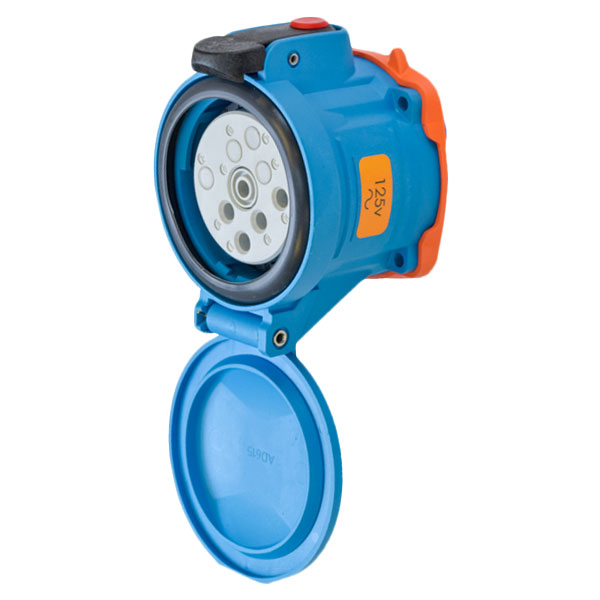 63-64075-972 - DSN60 RECEPTACLE POLY BLUE SIZE 3 TYPE 4X IP 69 1P+N+G 60A 125 VAC 60 Hz +2 AUX